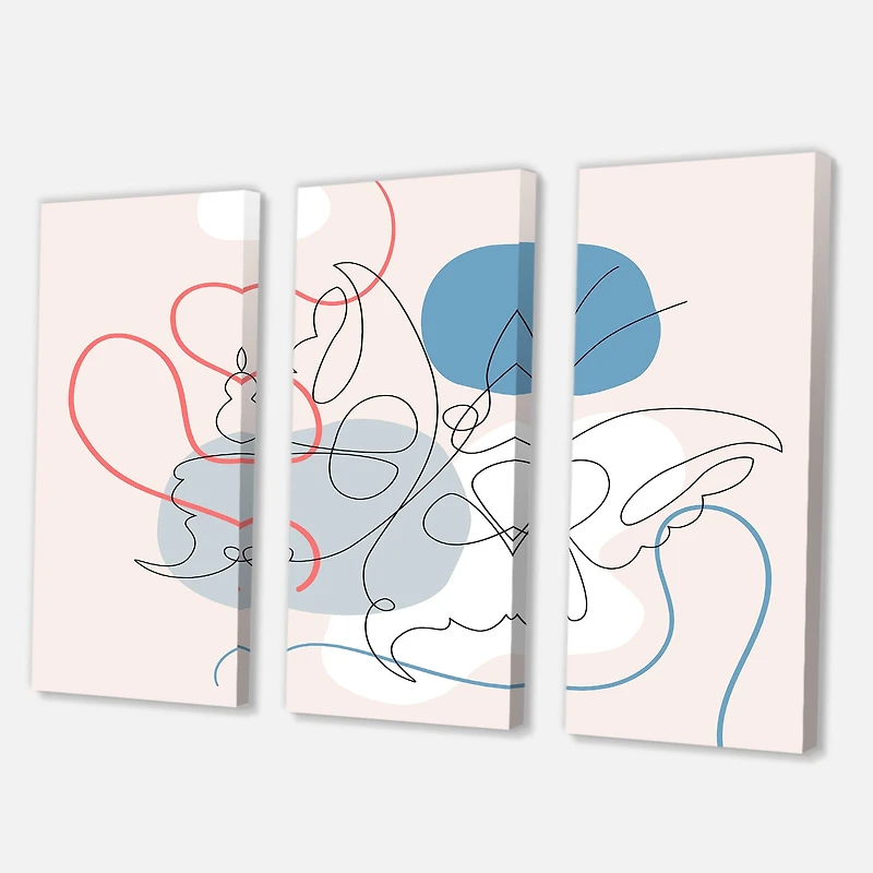 Designart - Butterfly One Line Drawing On Cubism Shapes I