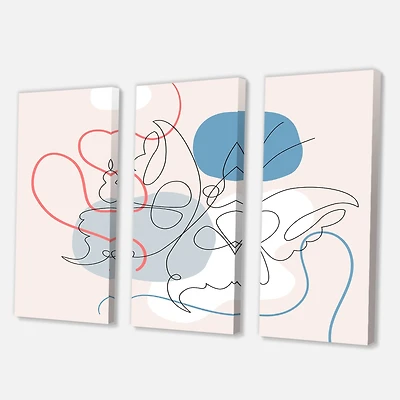 Designart - Butterfly One Line Drawing On Cubism Shapes I