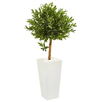 4ft. UV Resistant Olive Topiary Artificial Tree in White Planter