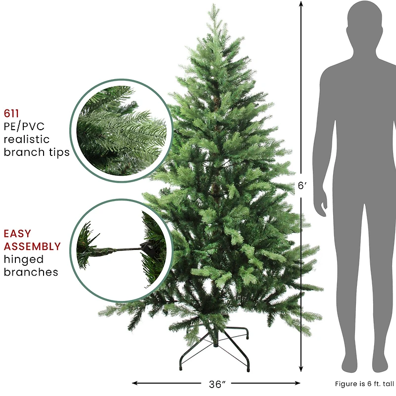 6ft. Unlit Real Touch™️ Mixed Eden Pine Artificial Christmas Tree