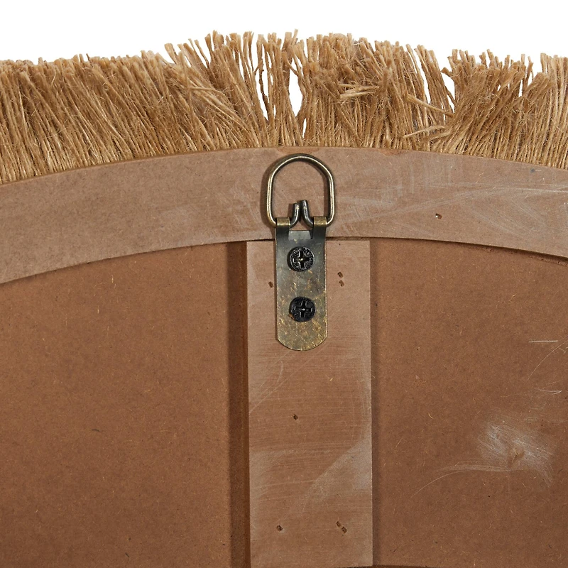 Beige Boho Style Wood Wall Mirror