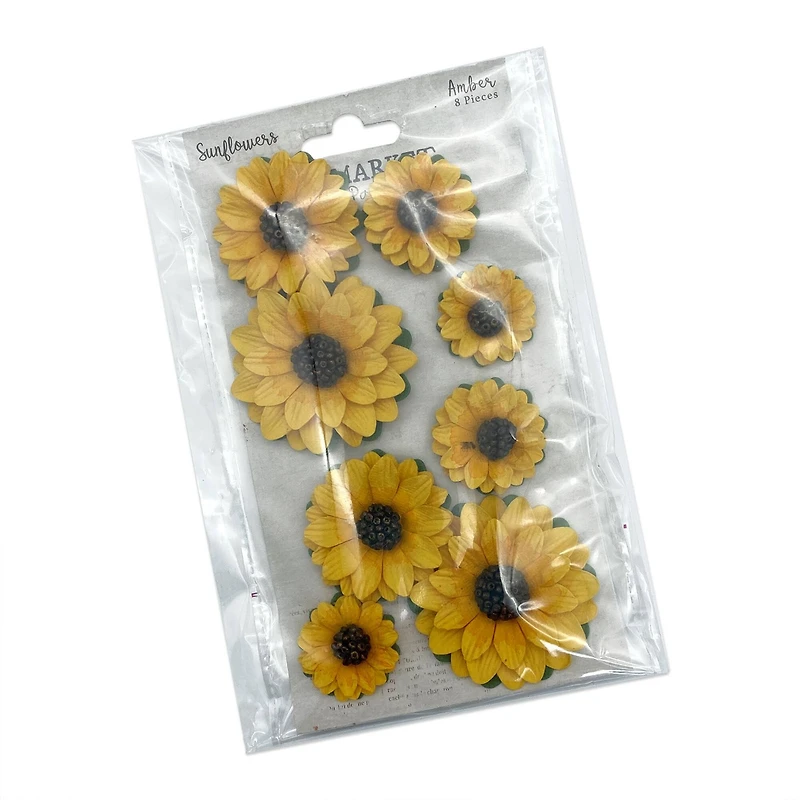 49 And Market Amber Sunflower Paper Flowers, 8ct.