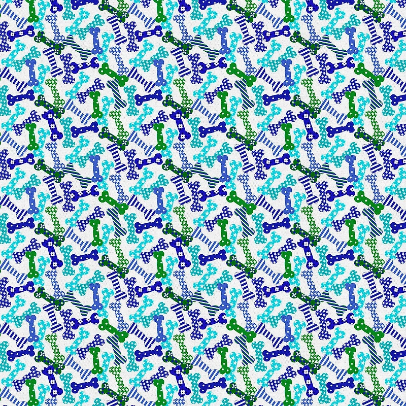 Fabric Editions White Puppy Bones Cotton Fabric