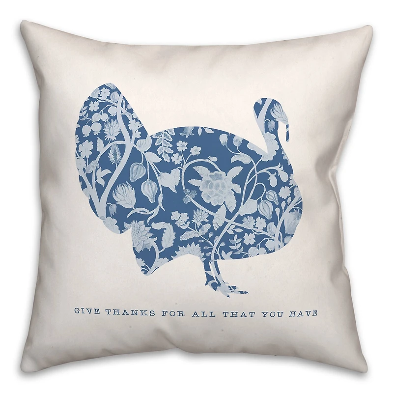 Give Thanks Floral Turkey Pillow