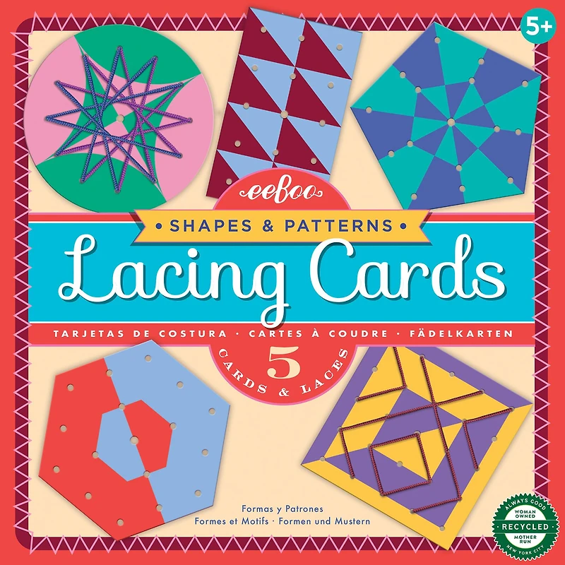 eeBoo Shapes & Patterns Lacing Cards Set