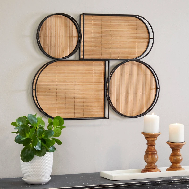 Brown Bamboo Modern Abstract Wall Decor, 28" x 3" x 21"