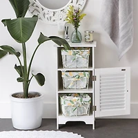 DII® Small Antique White Chicken Wire Baskets with Lemon Print Liners, 3ct.