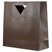 JAM Paper Chocolate Brown Large Heavy Duty Triangular Handle Gift Bags, 3ct.