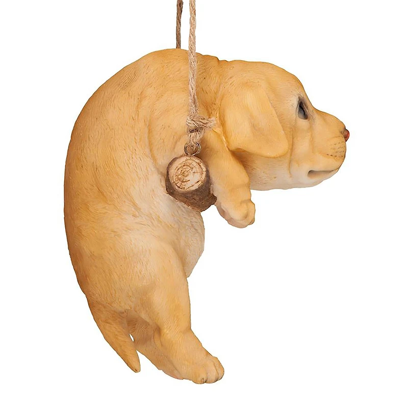 Design Toscano 8" Yellow Lab Puppy on a Perch Hanging Dog Sculpture