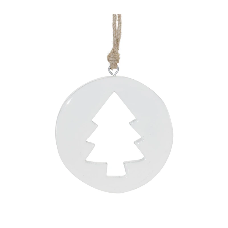 White Wood Pine Tree Cut-Out Ornaments Set