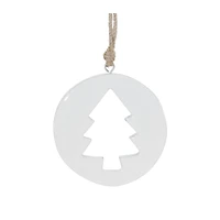 White Wood Pine Tree Cut-Out Ornaments Set