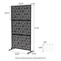 Glitzhome® 6ft. Black Galvanized Steel Geometric Room Divider