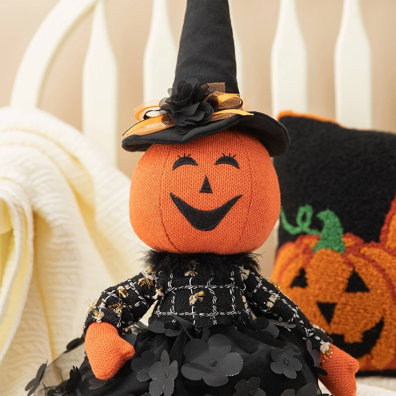 Glitzhome® 30" Halloween Fabric Dressed Pumpkin Sitter