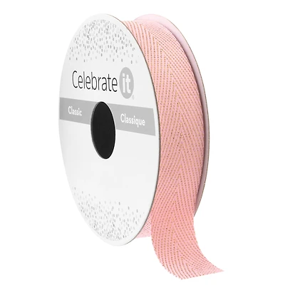 5/8" x 7yd. Pink Twill Ribbon by Celebrate It™