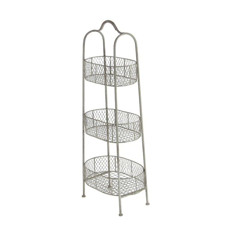 White Iron Farmhouse 3 Tier Tray Stand