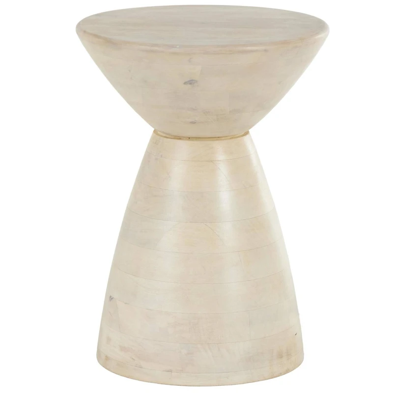 18" Cream Mango Wood Accent Table