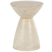 18" Cream Mango Wood Accent Table