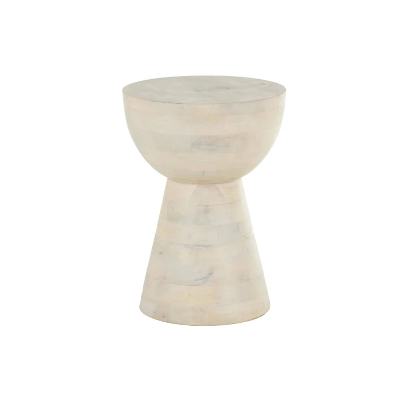 18.25" Cream Mango Wood Accent Table