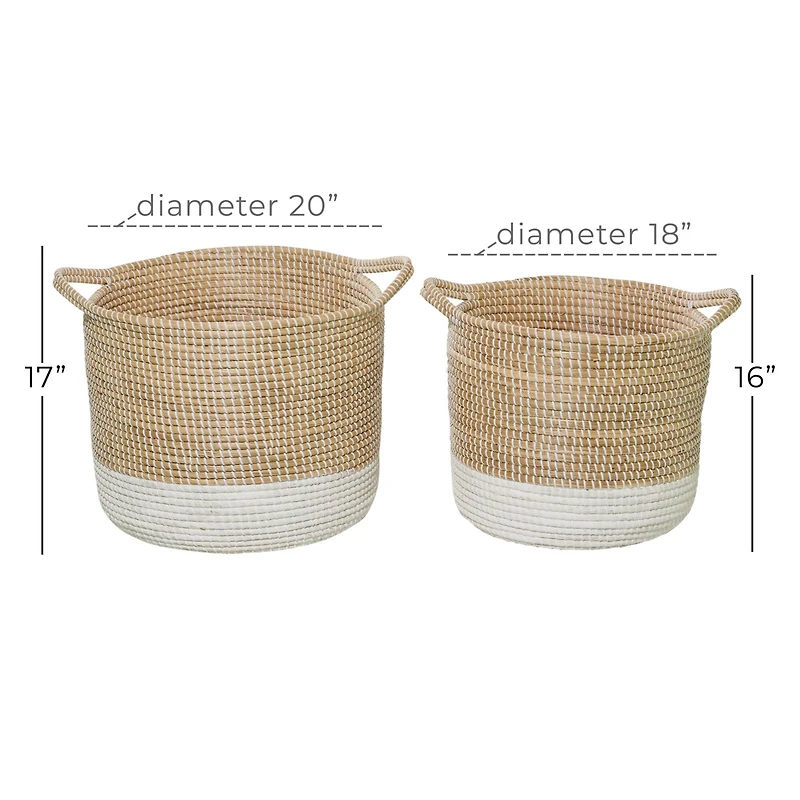 Brown Sea Grass Contemporary Storage Basket Set