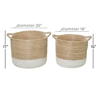 Brown Sea Grass Contemporary Storage Basket Set