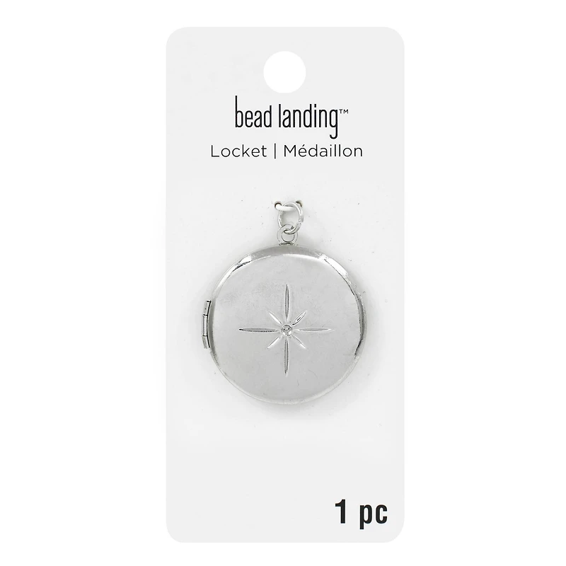 Silver Starburst Circle Locket by Bead Landing™