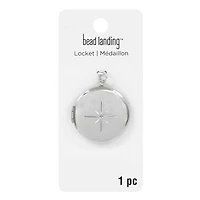 Silver Starburst Circle Locket by Bead Landing™