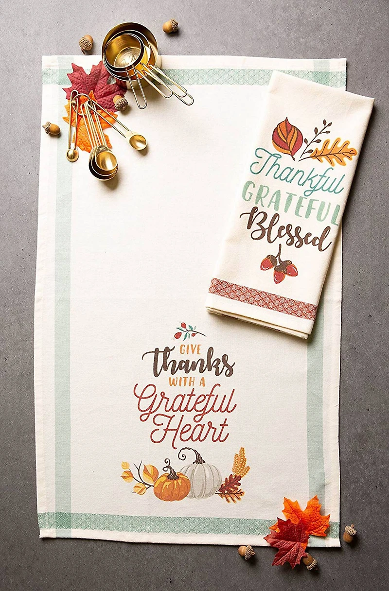 DII® Assorted Grateful Fall Printed Dishtowel Set
