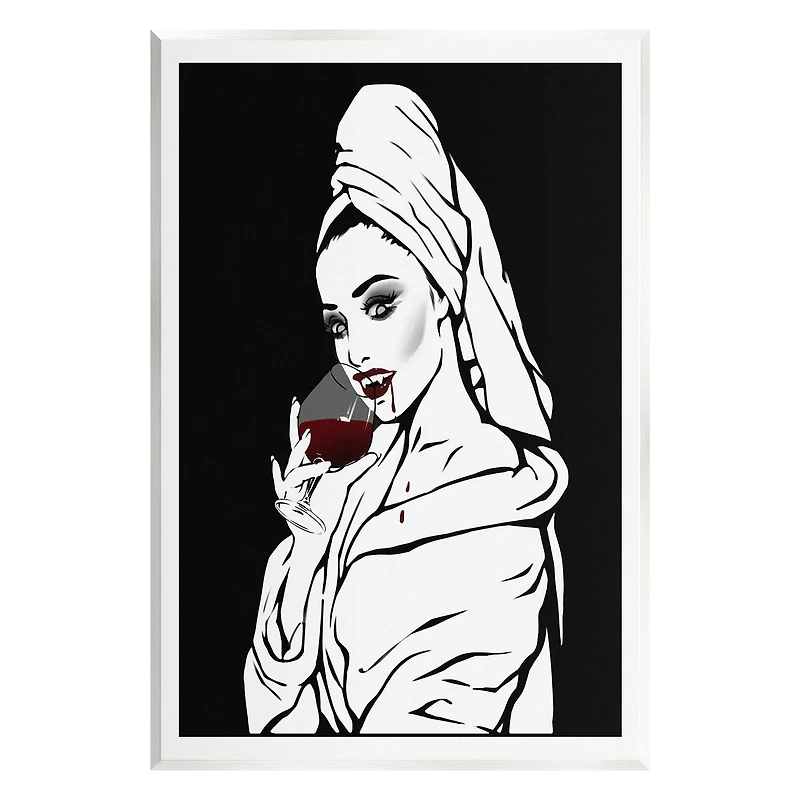 Stupell Industries Vampire Wine Glass Glam Woman Wall Plaque Art