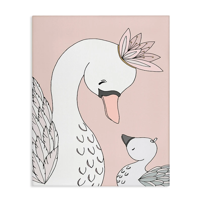 Stupell Industries Mother & Baby Swan Flower Crowns Princess Animals Canvas Wall Art