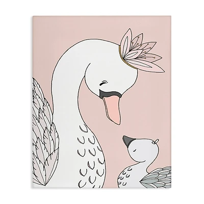 Stupell Industries Mother & Baby Swan Flower Crowns Princess Animals Canvas Wall Art