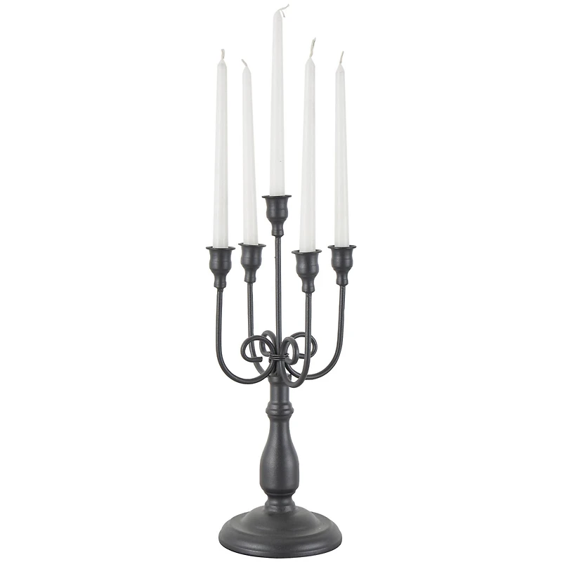 17" Black Metal Antique Style Candelabra