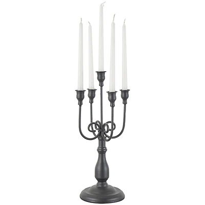 17" Black Metal Antique Style Candelabra