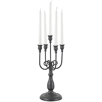 17" Black Metal Antique Style Candelabra