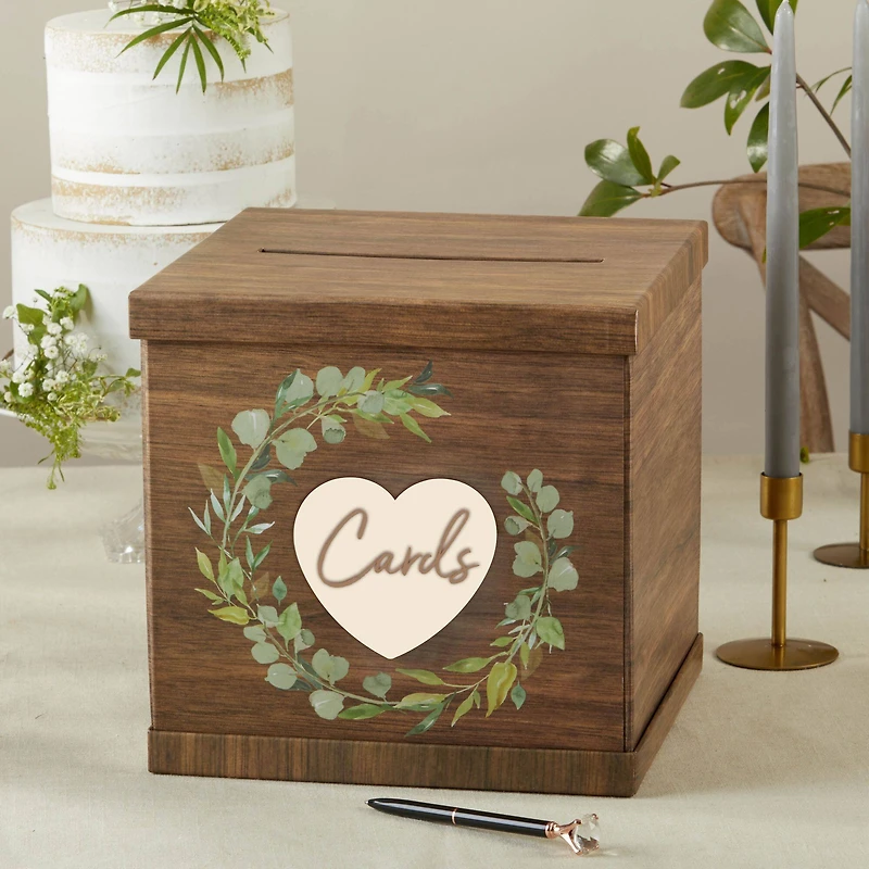 Kate Aspen Rustic Brown Wood Card Box