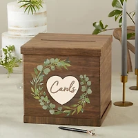 Kate Aspen Rustic Brown Wood Card Box