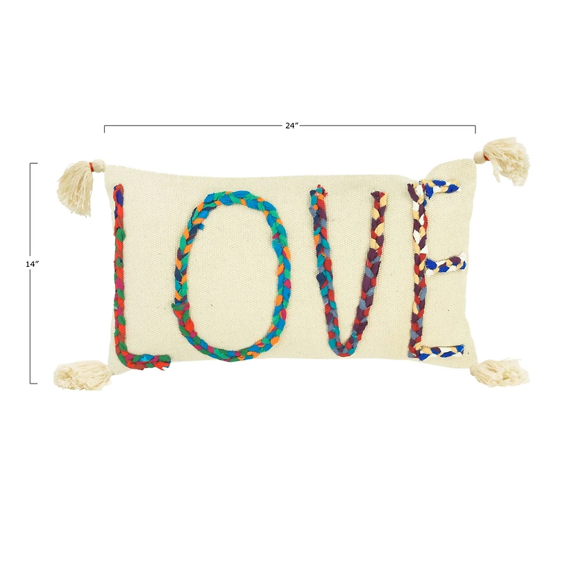 Love Chindi Appliqued Cotton Pillow