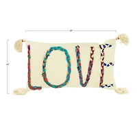 Love Chindi Appliqued Cotton Pillow