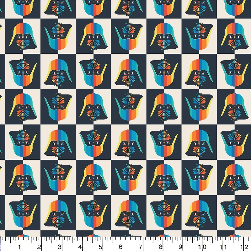 Star Wars™ Rainbow Darth Vader™ Squares Cotton Fabric
