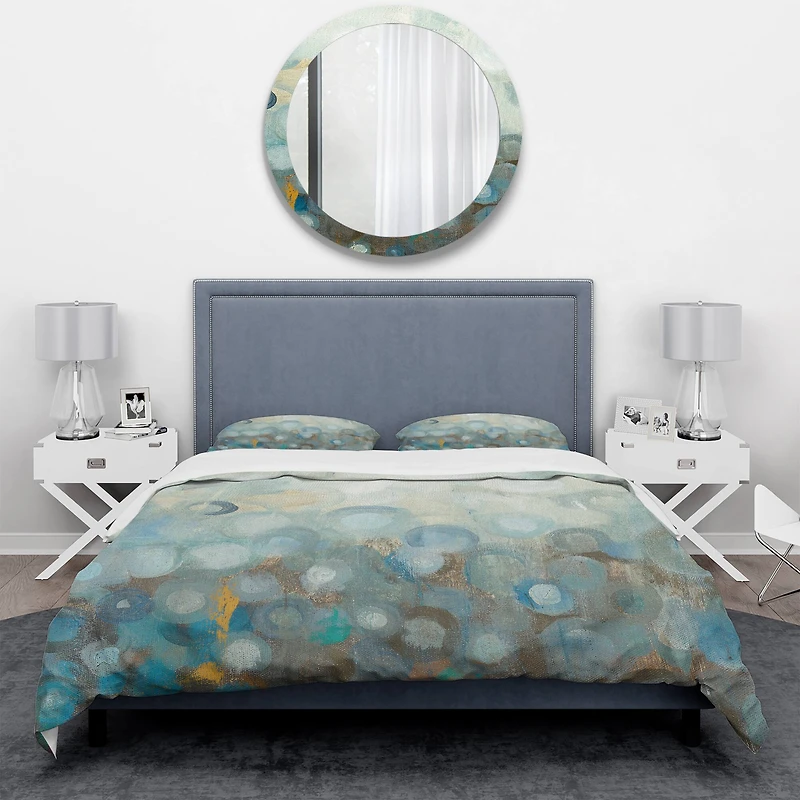 Designart 'Blue and Bronze Dots on Glass II' Geometric Bedding Set