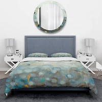 Designart 'Blue and Bronze Dots on Glass II' Geometric Bedding Set