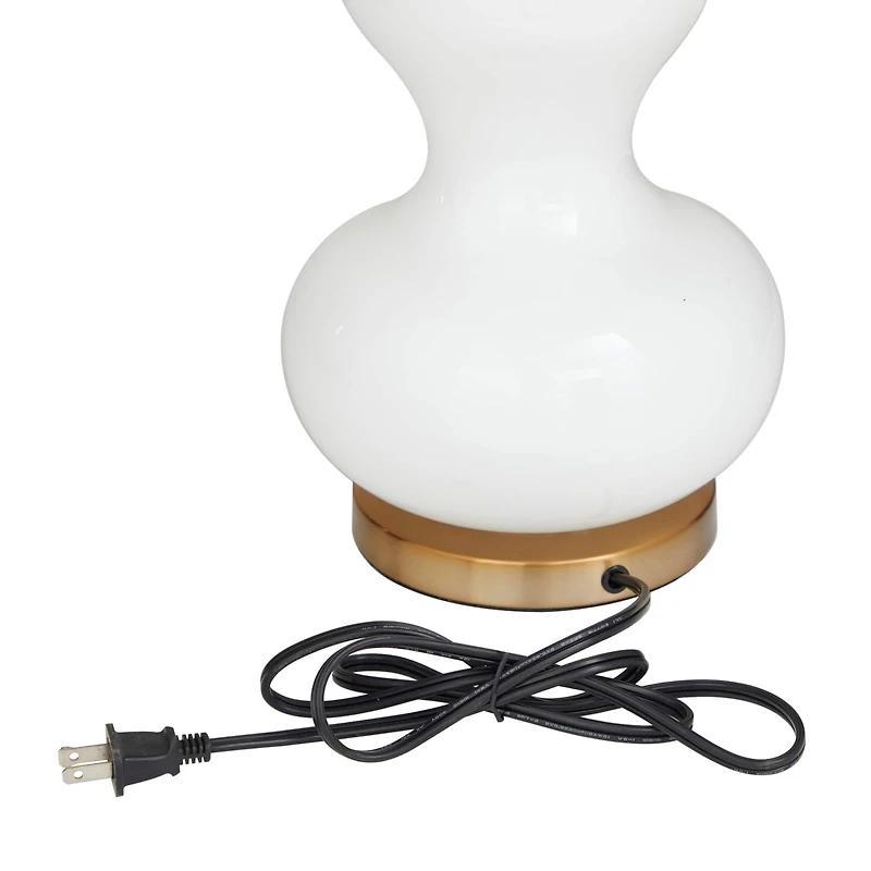 White Glass Table Lamp 15" x 15" x 29"