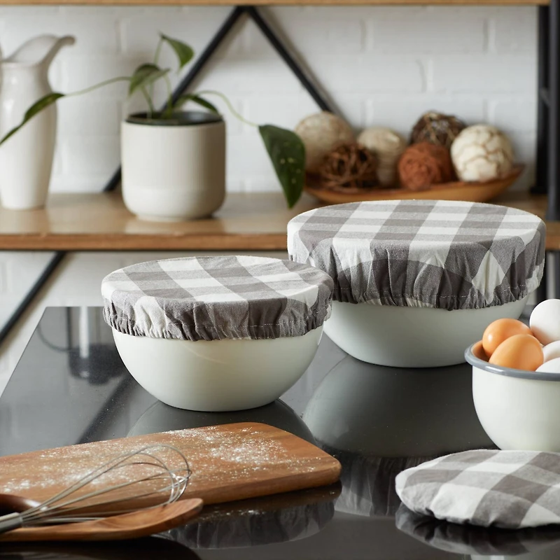 DII® Assorted Gray Buffalo Check Woven Dish Cover Set