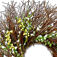 24" Spring White & Cream Forsythia Wreath