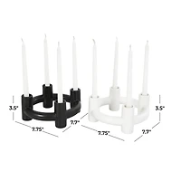 CosmoLiving by Cosmopolitan 8" Black & White Ceramic Geometric Circle Taper Candle Holder Set