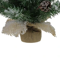 24" Unlit Flocked Pine Artificial Christmas Tree in Burlap Base