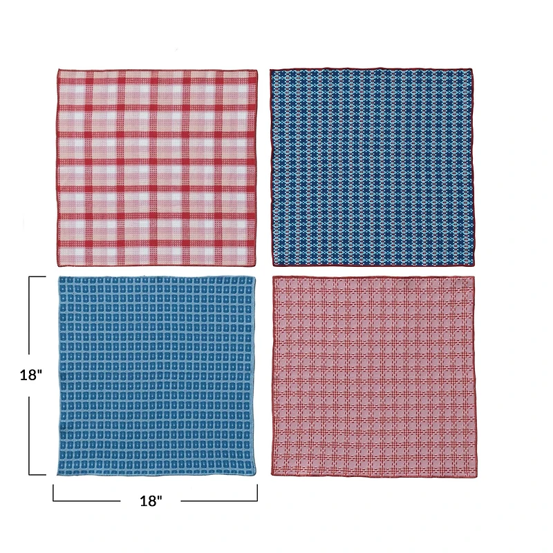 Hello Honey® Red & Blue Charming Patterns Cotton Napkins Set