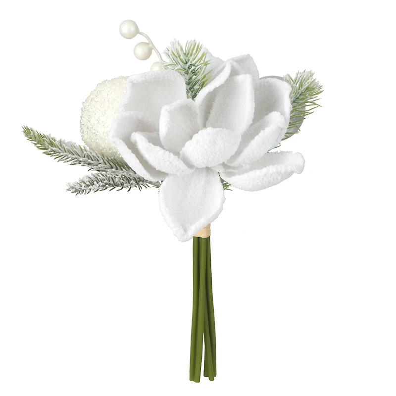 13" White Magnolia, Pine & Berry Bouquet by Ashland®