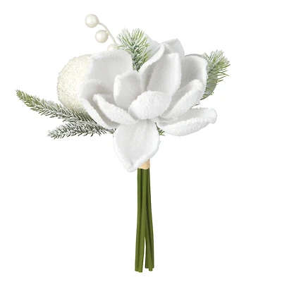 13" White Magnolia, Pine & Berry Bouquet by Ashland®