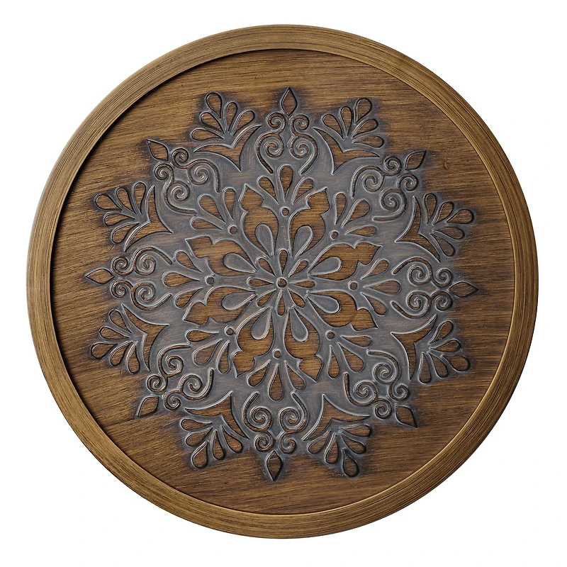 American Art Decor™ 17" Brown and Boho Rustic Farmhouse Wood Framed Wall Medallion