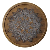 American Art Decor™ 17" Brown and Boho Rustic Farmhouse Wood Framed Wall Medallion